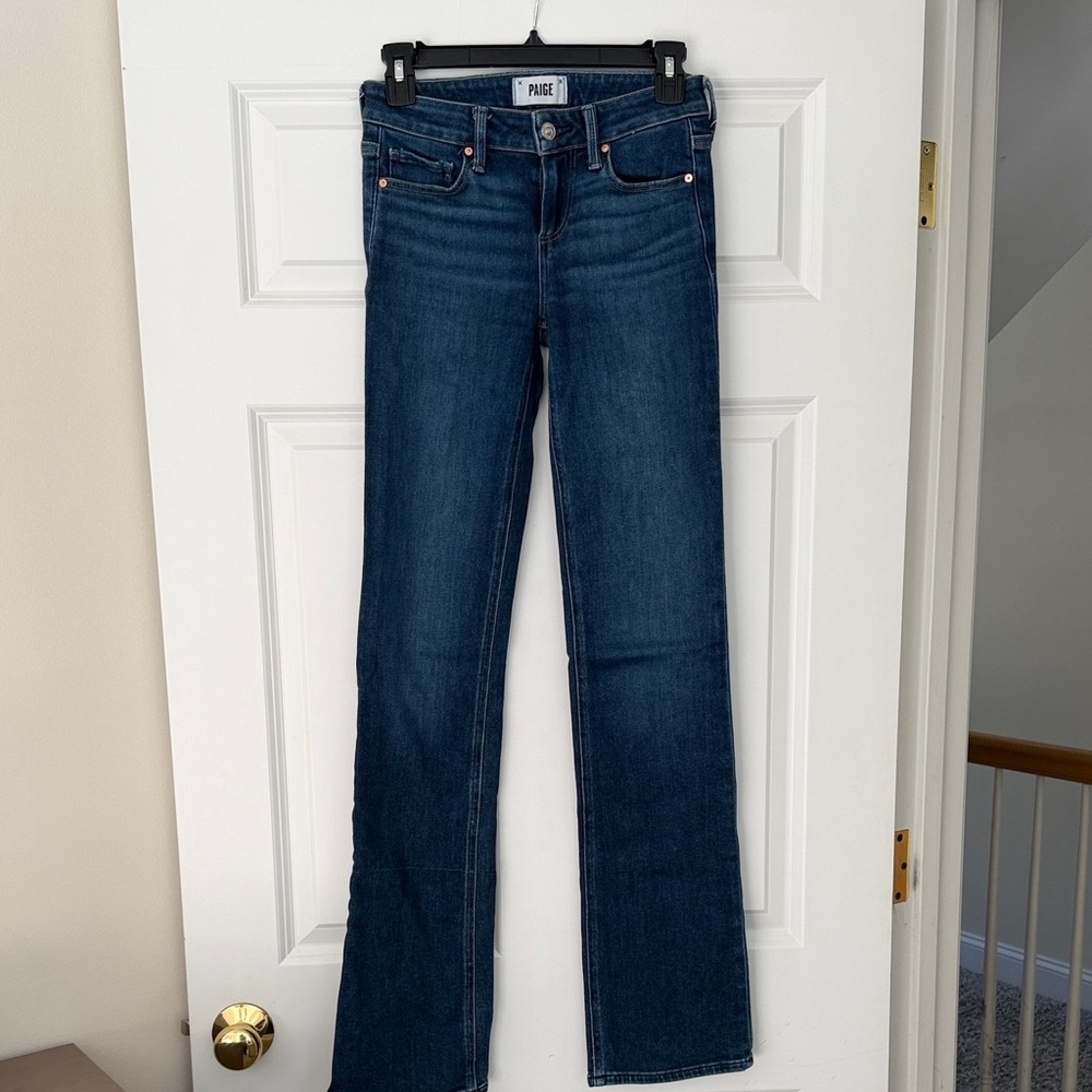 PAIGE Women's Dark Blue Straight Leg Jeans